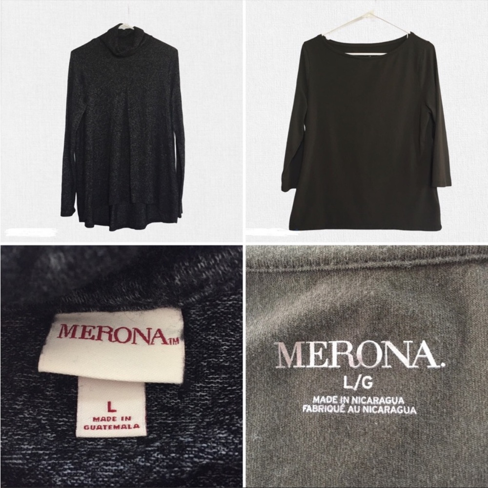Merona Shirts Bundle of Two Tops Turtleneck Cowl Neck Large Soft - Picture 2 of 9